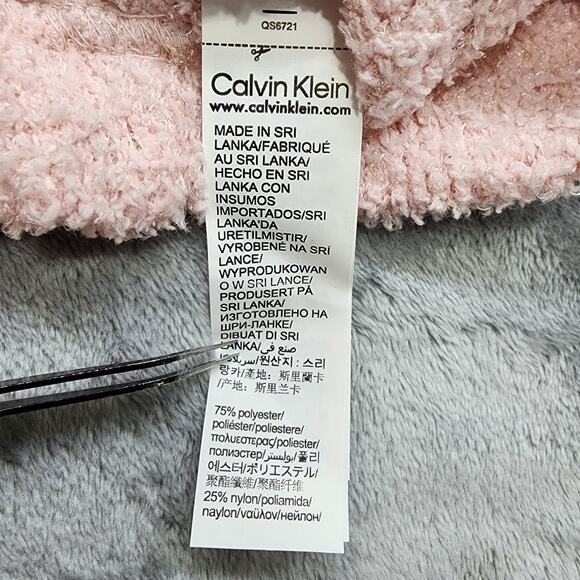 NEW Calvin Klein Top Womens L Pink CK One Plush Lounge Tank Baby Terry Crop Logo - Picture 10 of 13